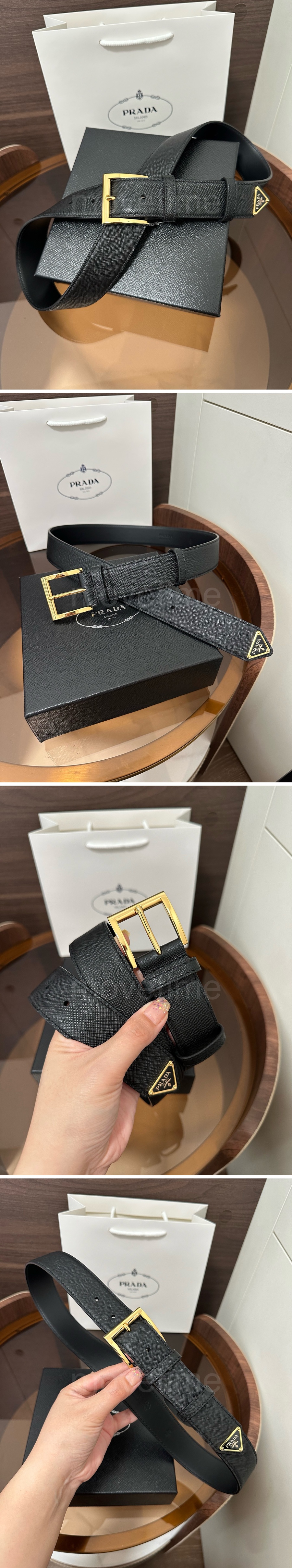 프라다 로고 Saffiano 레더 가죽 3.5cm 벨트 (2컬러) 26SS 상세이미지 2
