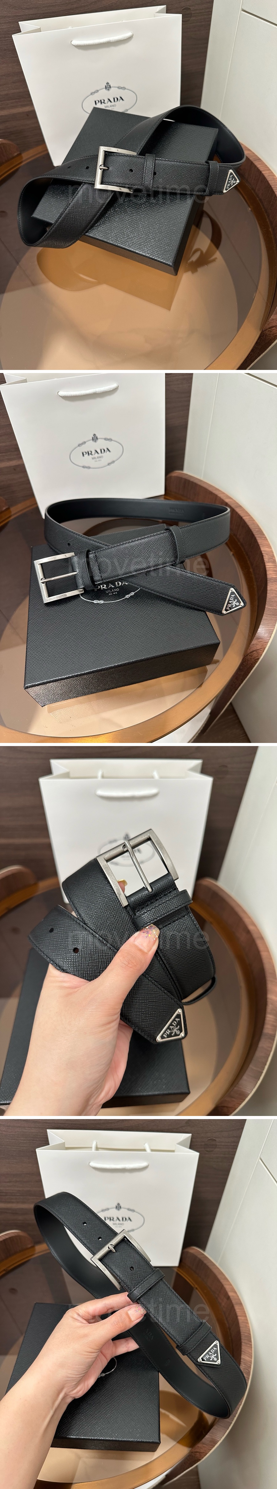 프라다 로고 Saffiano 레더 가죽 3.5cm 벨트 (2컬러) 26SS 상세이미지 5