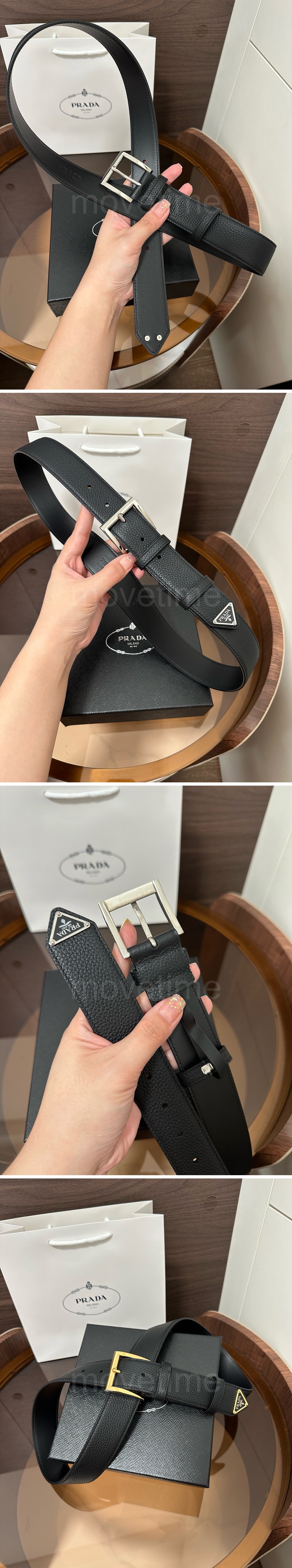 프라다 로고 Saffiano 레더 가죽 3.5cm 블랙 벨트 (2컬러) 26SS 상세이미지 3