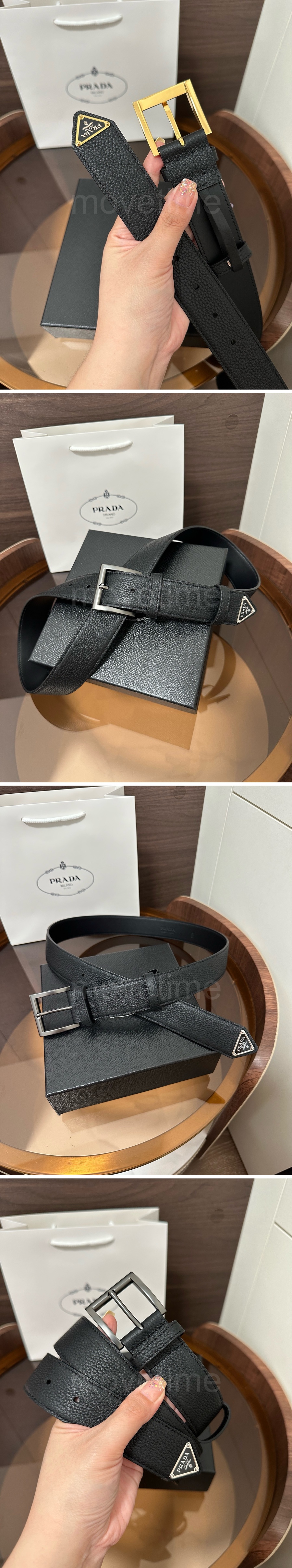 프라다 로고 Saffiano 레더 가죽 3.5cm 블랙 벨트 (2컬러) 26SS 상세이미지 5