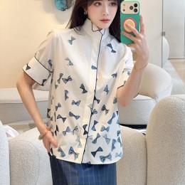 디올 여성 나비 패턴 반팔 블라우스 셔츠 26SS