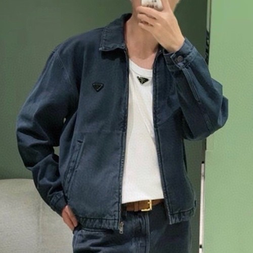 프라다 삼각로고 데님 카라 집업 자켓 26SS