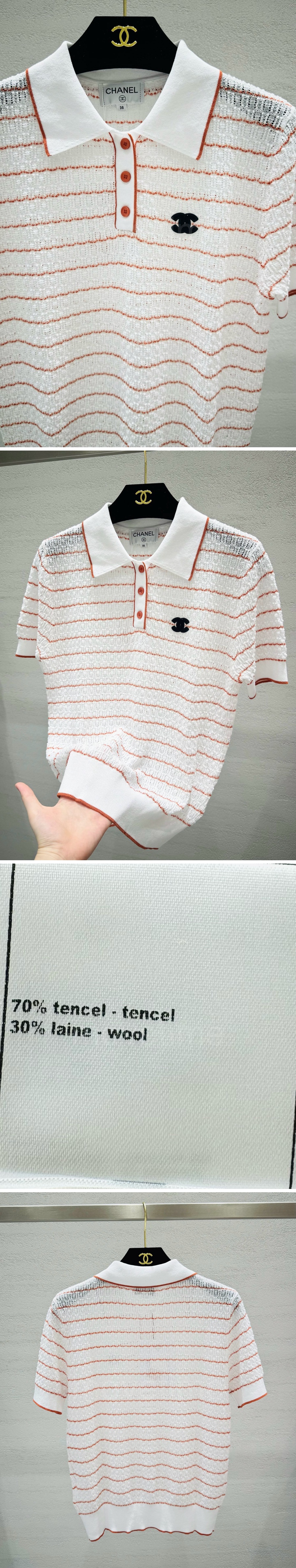 샤넬 여성 스트라이프 카라 폴로 반팔 티셔츠 26SS 상세이미지 3