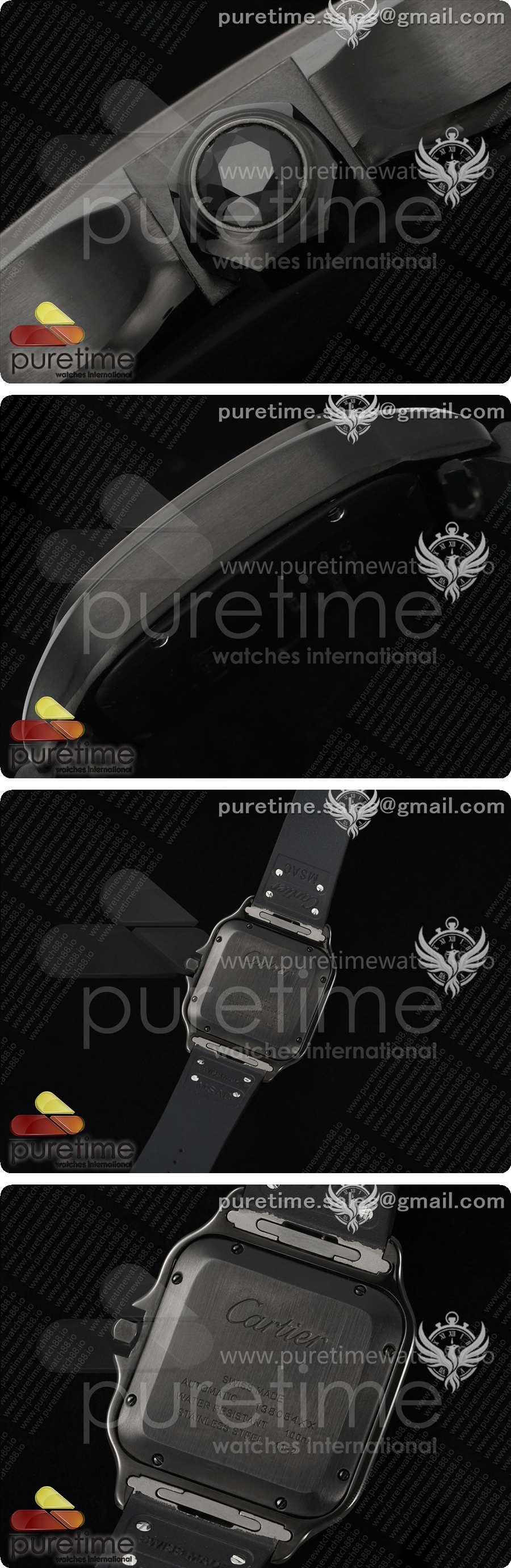 까르띠에 산토스 드 까르띠에 40mm PVD BVF 1:1 베스트 에디션 블랙 다이얼 러버 스트랩 미요타 9019 상세이미지 4