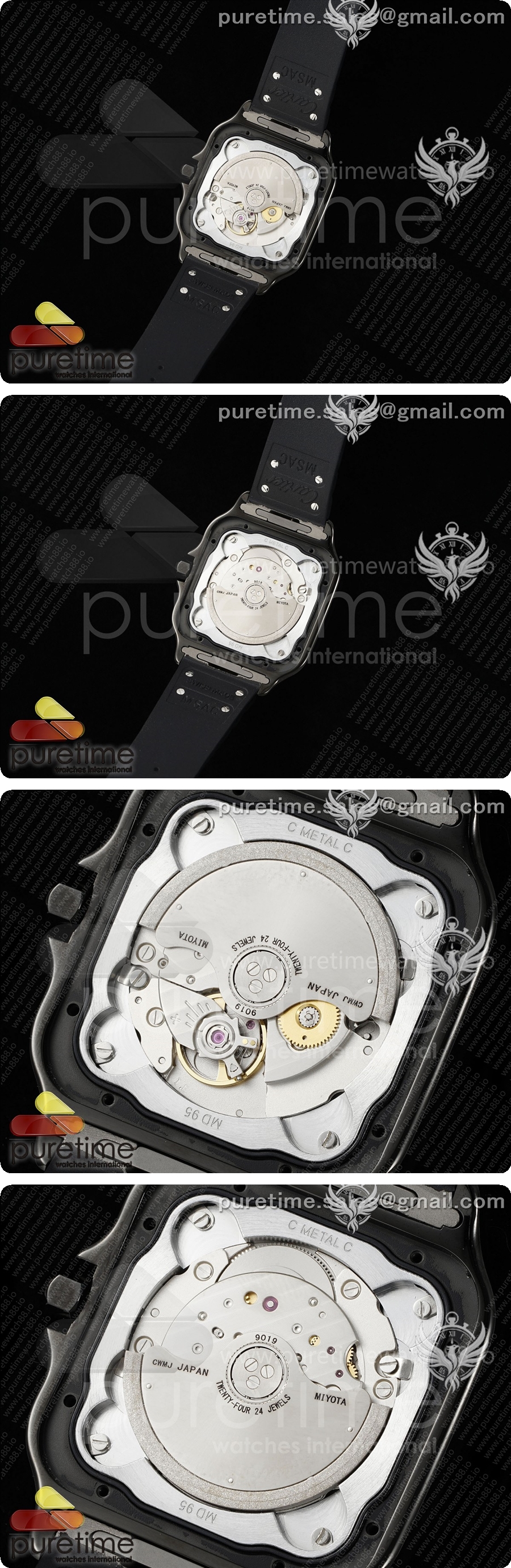 까르띠에 산토스 드 까르띠에 40mm PVD BVF 1:1 베스트 에디션 블랙 다이얼 러버 스트랩 미요타 9019 상세이미지 5