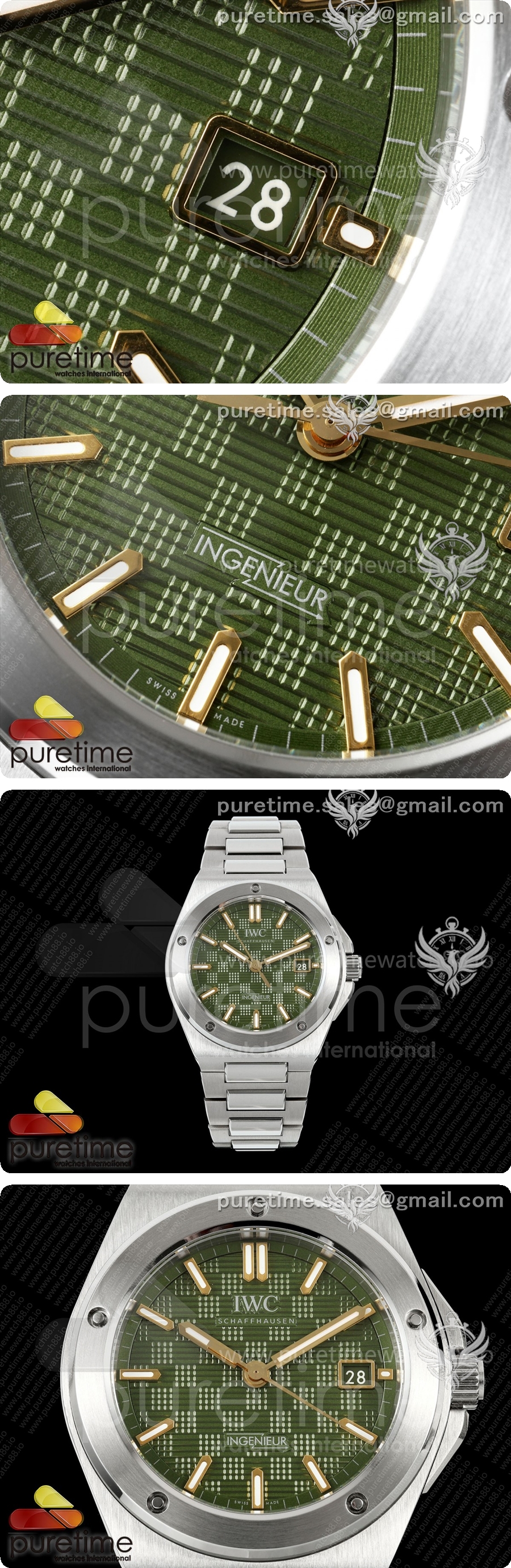 아이더블유씨 Ingenieur Automatic 40 SS MZF 1:1 베스트 에디션 그린/옐로우 다이얼, 스테인리스 스틸 브레이슬릿 A2892 상세이미지 3