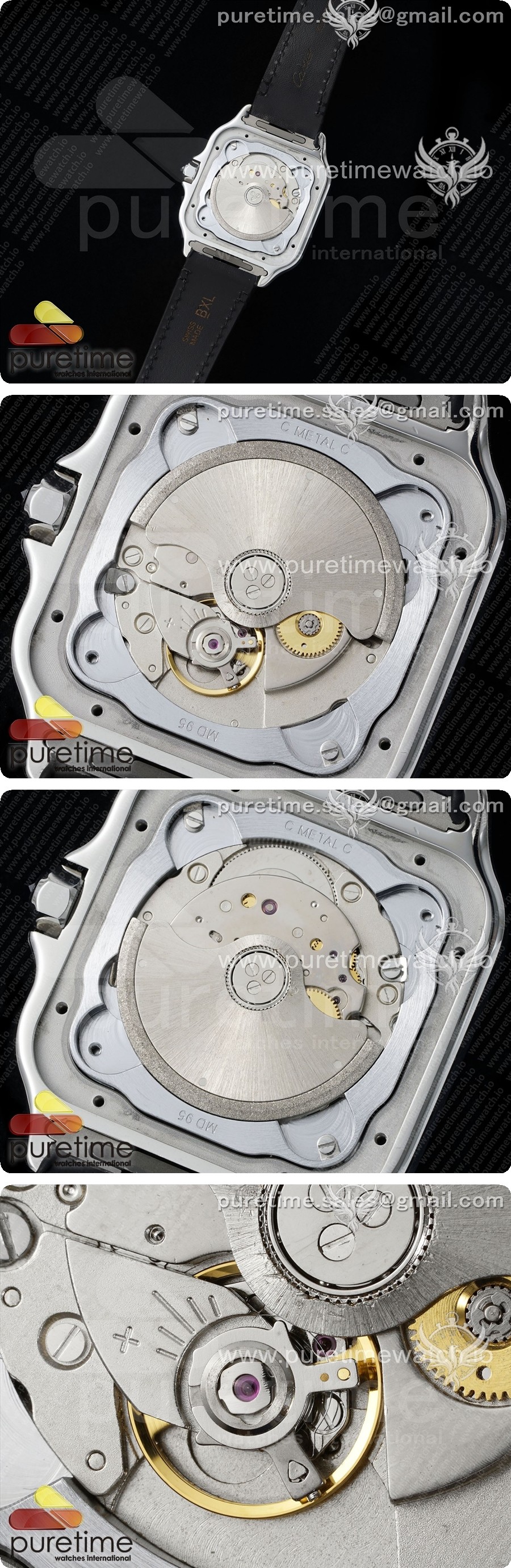 까르띠에 산토스 드 까르띠에 40mm 스테인리스 스틸 AF 1:1 베스트 에디션 화이트 다이얼 블랙 가죽 스트랩 미요타 9015 상세이미지 5