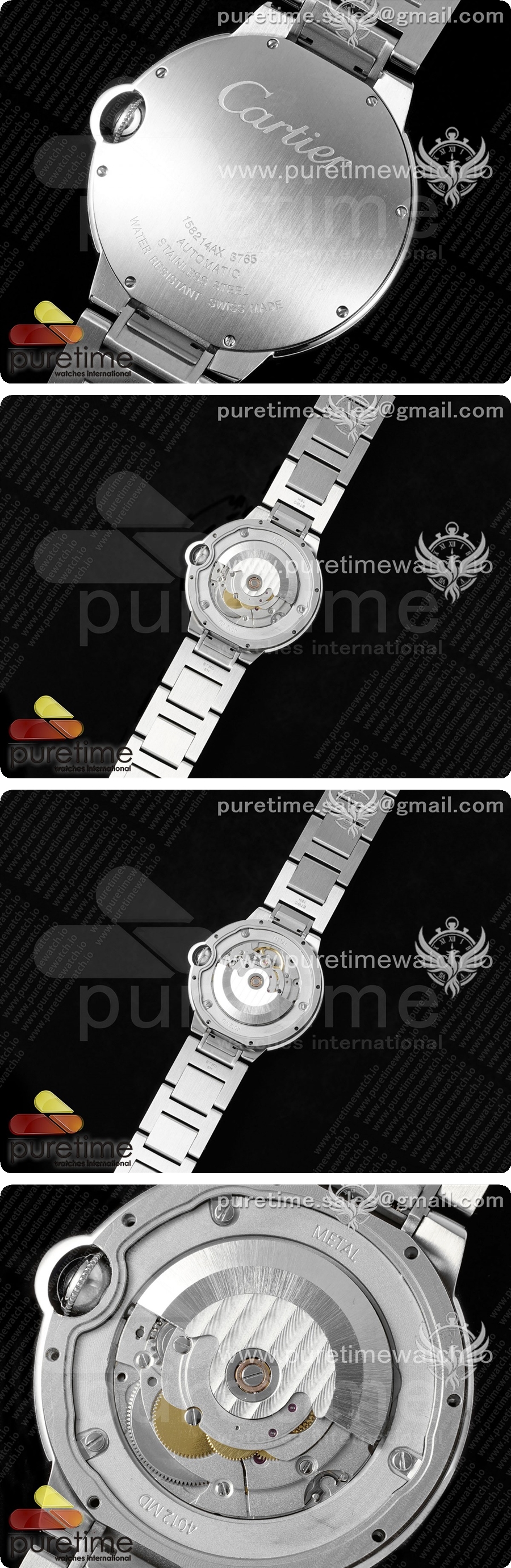까르띠에 발롱 블루 42mm 스테인리스 스틸 CHF 1:1 베스트 에디션 화이트 텍스처 다이얼 1라인 다이아몬드 베젤 스테인리스 스틸 브레이슬릿 A2824 상세이미지 5