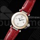 까르띠에 파샤 30mm 실버/로즈골드 AF 1:1 베스트 에디션 화이트 텍스처 다이얼 레드 가죽 스트랩 Jaq 쿼츠