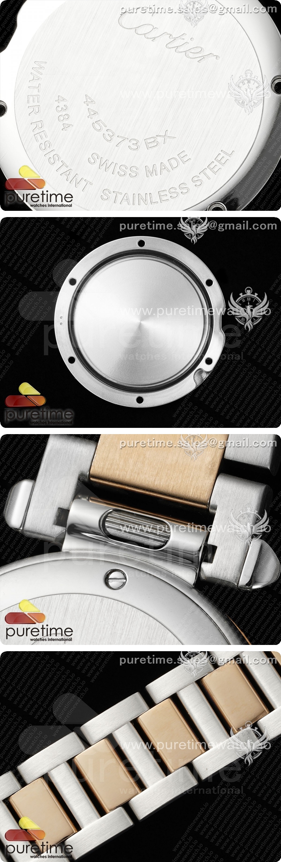 까르띠에 파샤 30mm 실버/로즈골드 AF 1:1 베스트 에디션 화이트 텍스처 다이얼 SS/RG 브레이슬릿 Jaq 쿼츠 시계 상세이미지 6