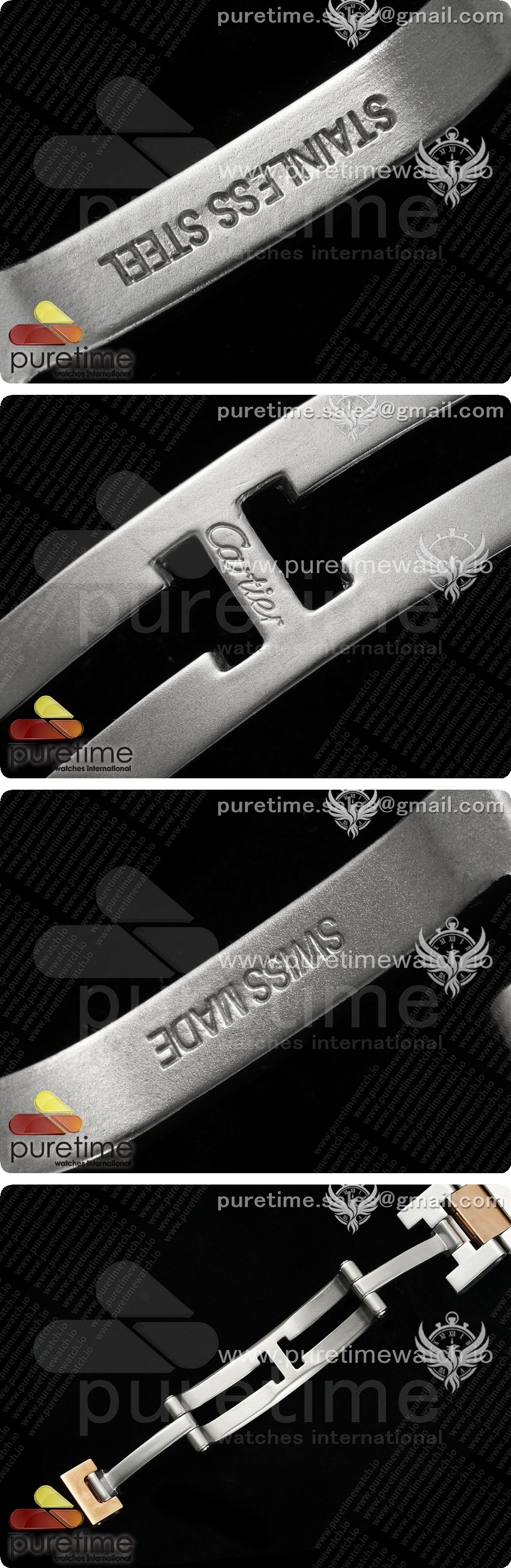 까르띠에 파샤 30mm 실버/로즈골드 AF 1:1 베스트 에디션 화이트 텍스처 다이얼 SS/RG 브레이슬릿 Jaq 쿼츠 시계 상세이미지 8