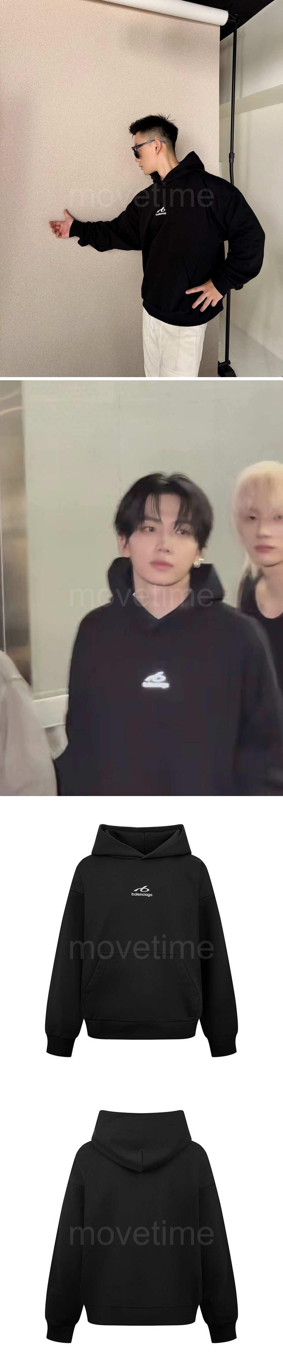 발렌시아가 남자 오버핏 블랙 후드티 명품레플리카 26ss 상세이미지 2