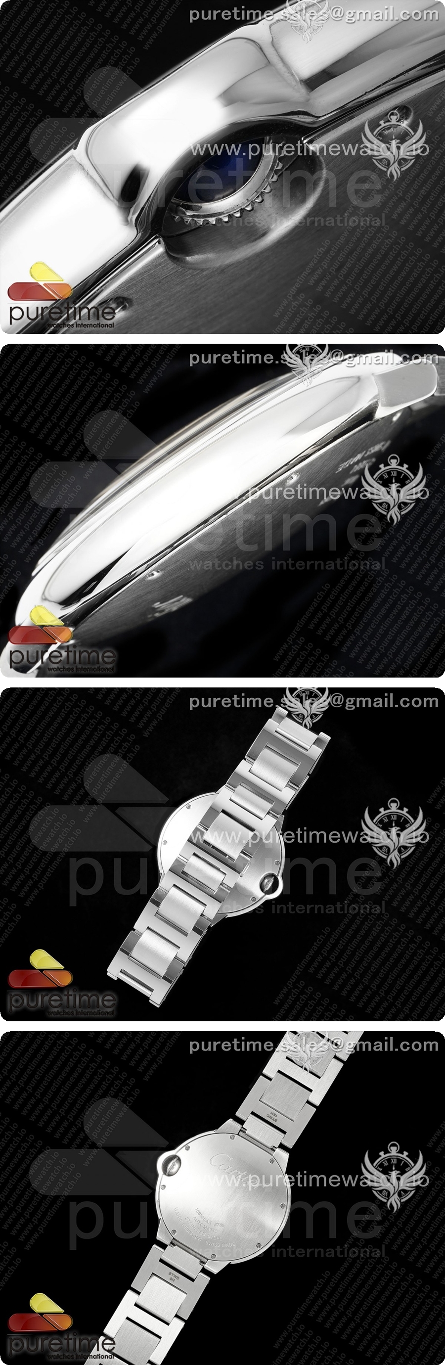 까르띠에 발롱블루 42mm 스테인리스 스틸 AF 1:1 블랙 텍스처 다이얼 브레이슬릿 A2824 V5 상세이미지 4
