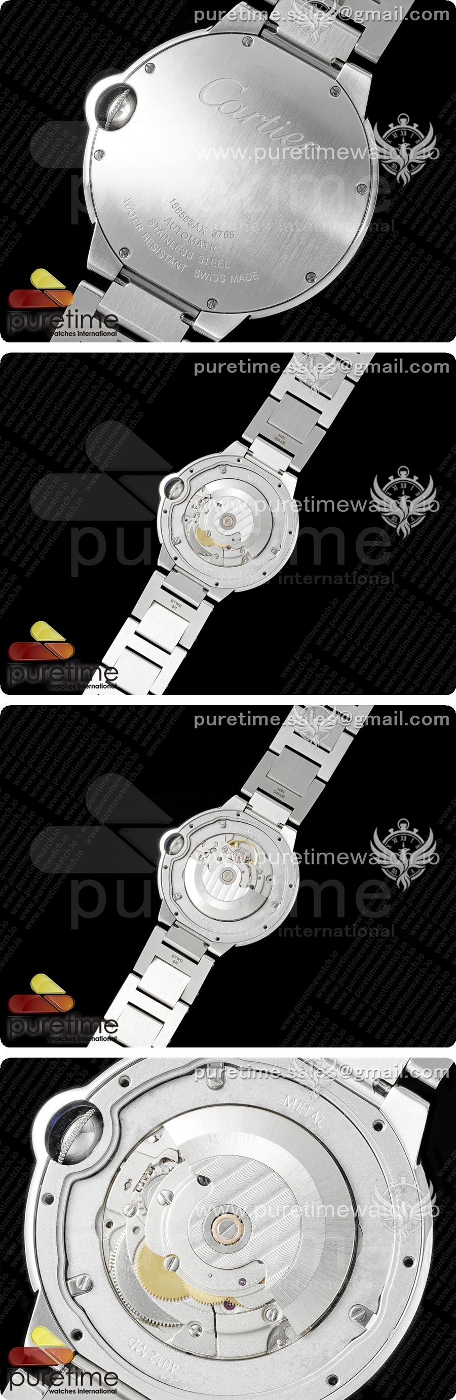 까르띠에 발롱블루 42mm 스테인리스 스틸 AF 1:1 블랙 텍스처 다이얼 브레이슬릿 A2824 V5 상세이미지 5