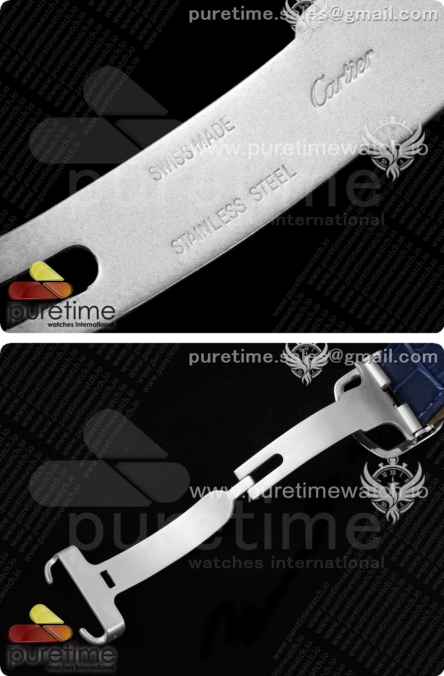 까르띠에 발롱블루 42mm 스테인리스 스틸 AF 1:1블루 텍스처 다이얼, 블루 가죽 스트랩 A2824 V5 상세이미지 9