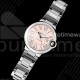까르띠에 발롱블루 33mm 여자 스테인리스 스틸 AF 핑크 다이얼, 세이코 NH05A