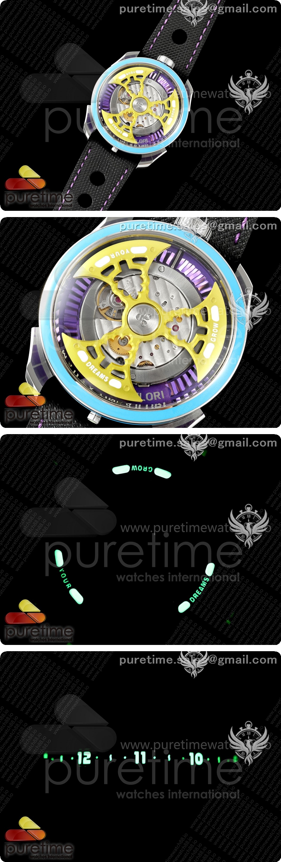 MB&F MAD1.SS K11F 1:1 블루 베젤, 옐로우 로터, 블랙 가죽 스트랩, 미요타 821A 상세이미지 2
