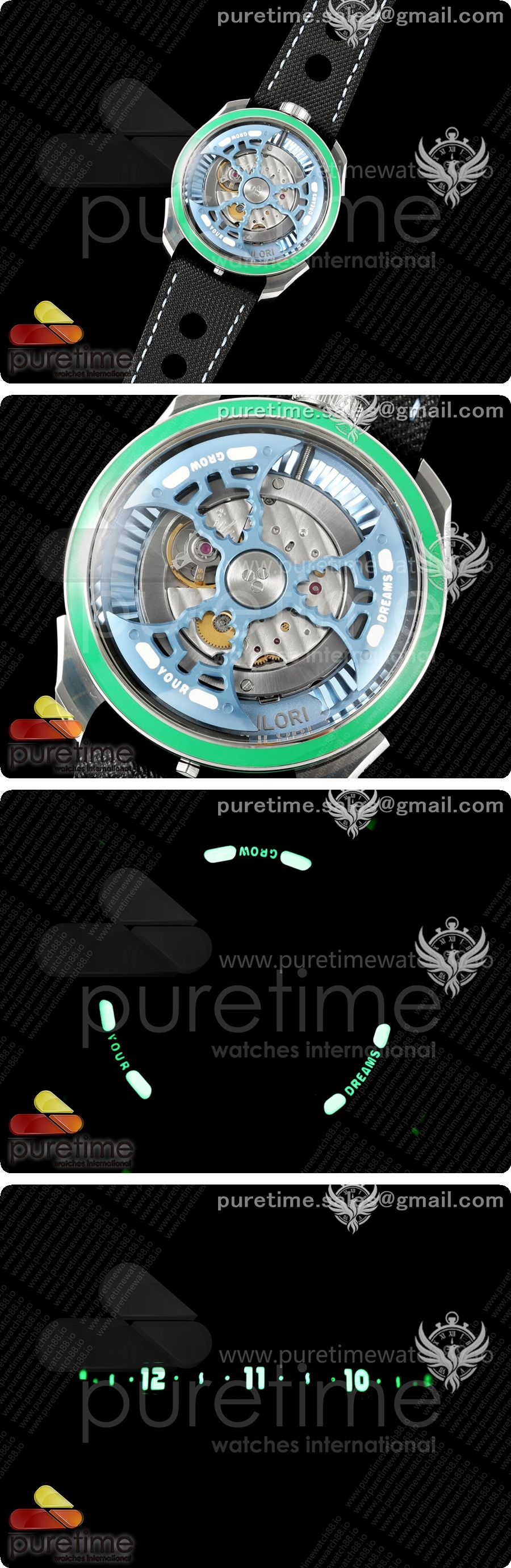 MB&F MAD1.SS K11F 1:1 그린 베젤, 블루 로터, 블랙 가죽 스트랩, 미요타 821A 상세이미지 2