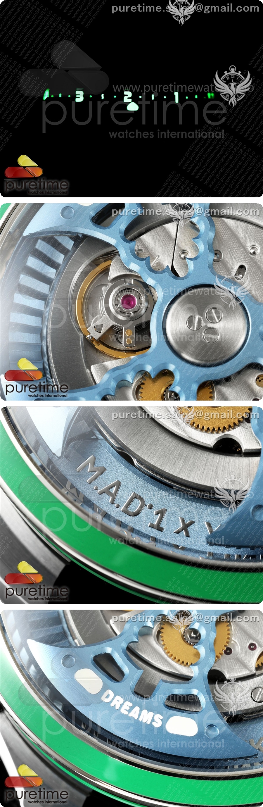 MB&F MAD1.SS K11F 1:1 그린 베젤, 블루 로터, 블랙 가죽 스트랩, 미요타 821A 상세이미지 3