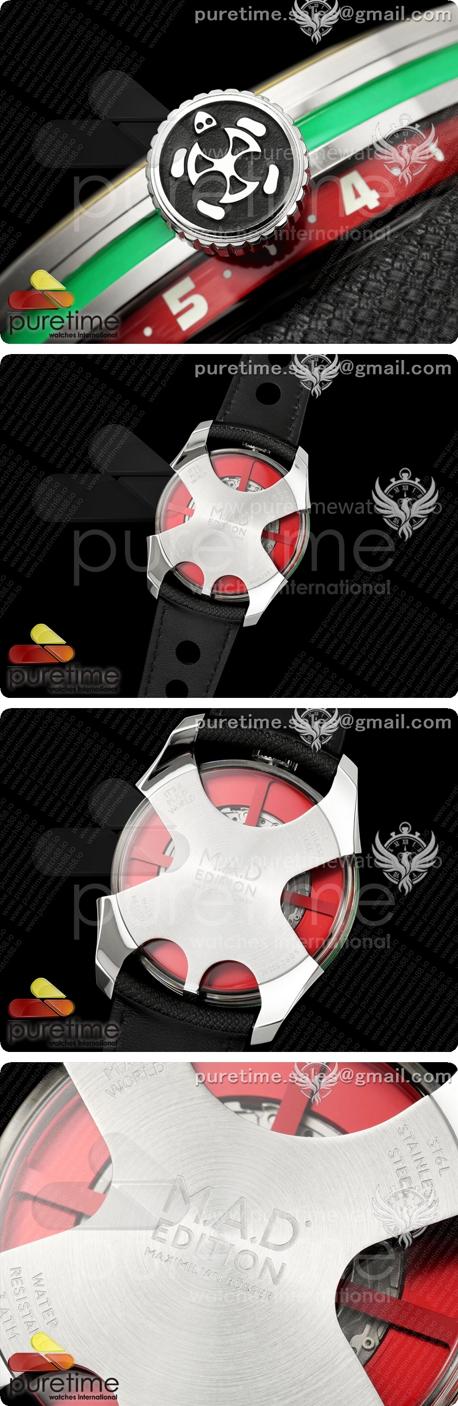 MB&F MAD1.SS K11F 1:1 옐로우 베젤, 그린 로터, 블랙 가죽 스트랩, 미요타 821A 상세이미지 6