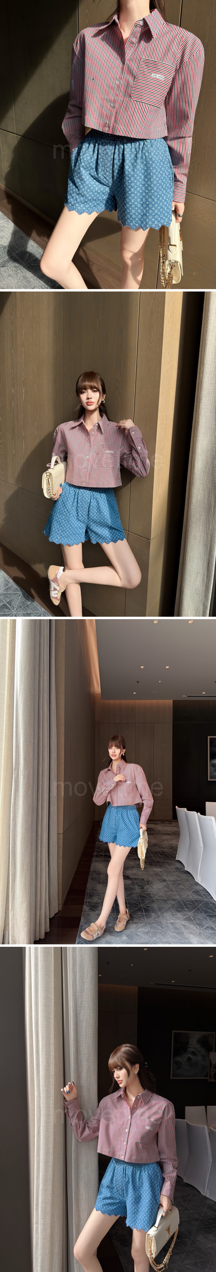루이비통 여성 스트라이프 쇼트 남방 셔츠 26SS 상세이미지 3