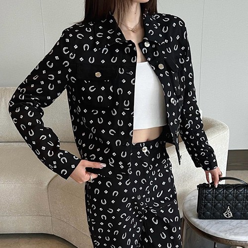 디올 여성 패턴 장식 카라 자켓 26SS