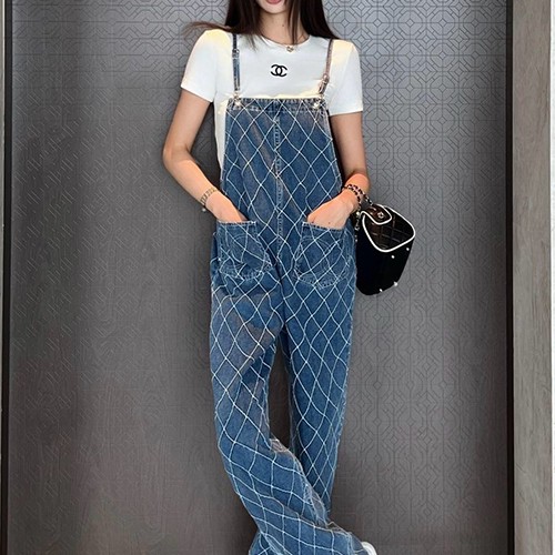 샤넬 여성 멜빵 데님 팬츠 진 청바지 26SS