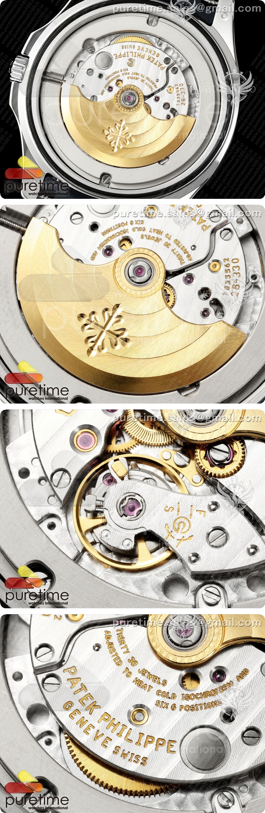 파텍필립 아쿠아넛 5168G 42mm 스테인리스 스틸 OME 1:1 블루 다이얼 블루 러버 스트랩 DPB330 슈퍼 클론 상세이미지 6