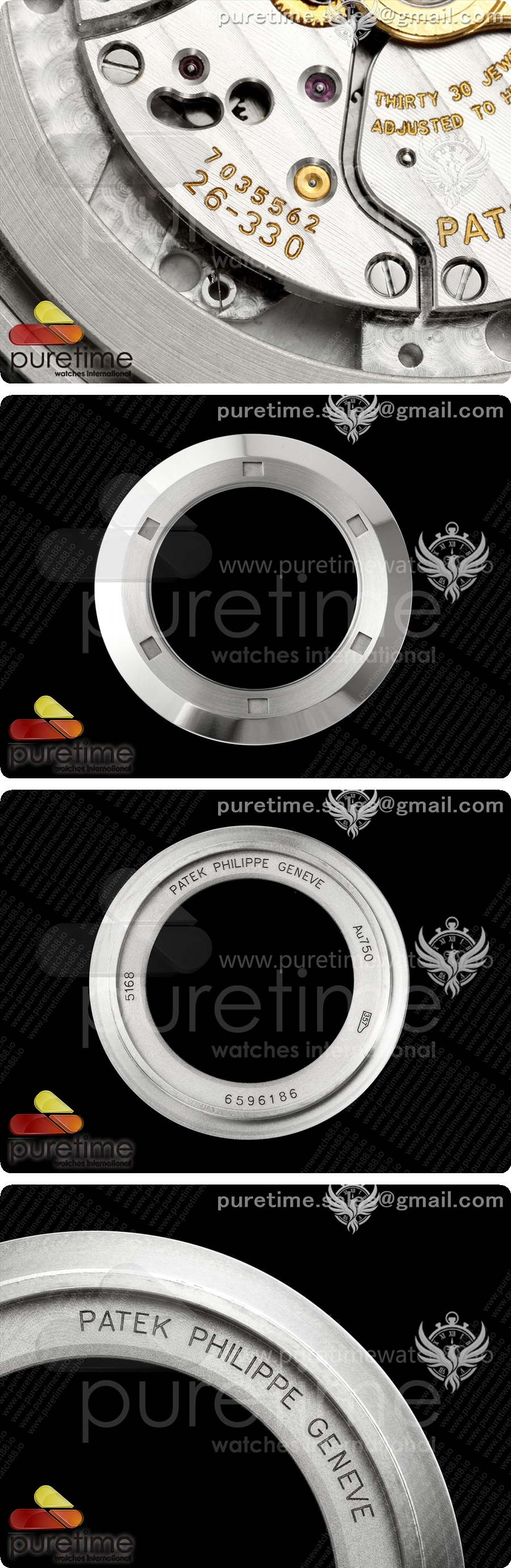 파텍필립 아쿠아넛 5168G 42mm 스테인리스 스틸 OME 1:1 블루 다이얼 블루 러버 스트랩 DPB330 슈퍼 클론 상세이미지 7