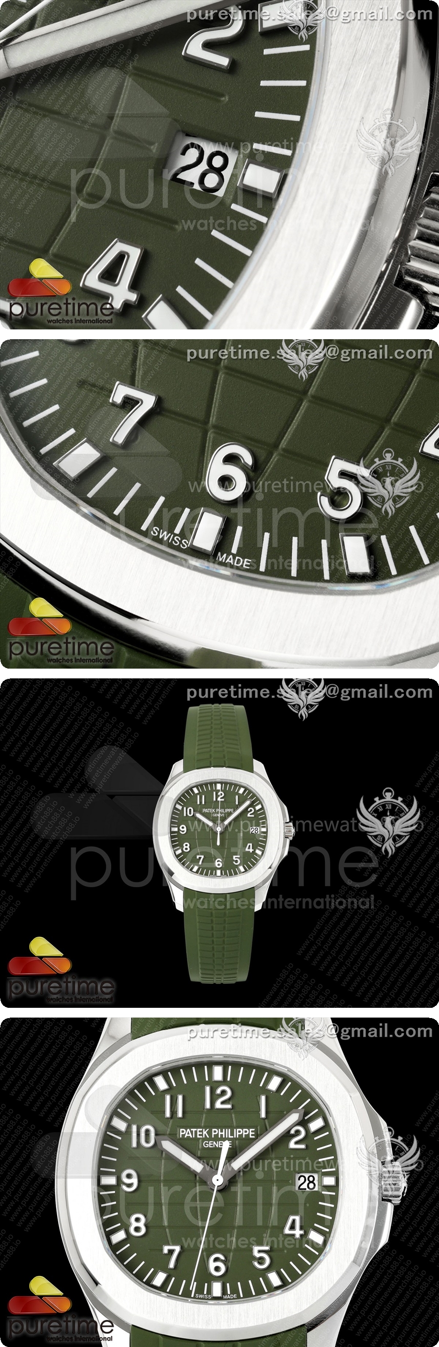 파텍필립 아쿠아넛 5168G 42mm 스테인리스 스틸 OME 1:1 그린 다이얼 그린 러버 스트랩 DPB330 슈퍼 클론 상세이미지 3