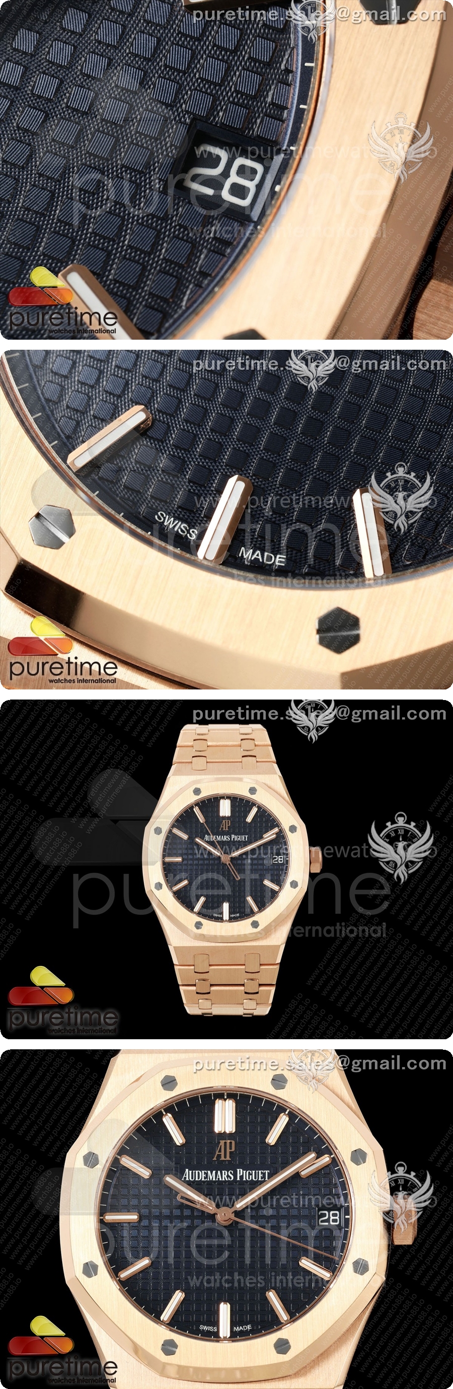 오데마피게 로얄 오크 41mm 15500 로즈골드 DDF 1:1 블루 다이얼, 로즈골드 브레이슬릿, DD4302 슈퍼 클론 상세이미지 3
