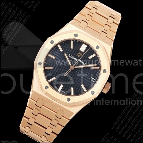 오데마피게 로얄 오크 41mm 15500 로즈골드 DDF 1:1 블루 다이얼, 로즈골드 브레이슬릿, DD4302 슈퍼 클론