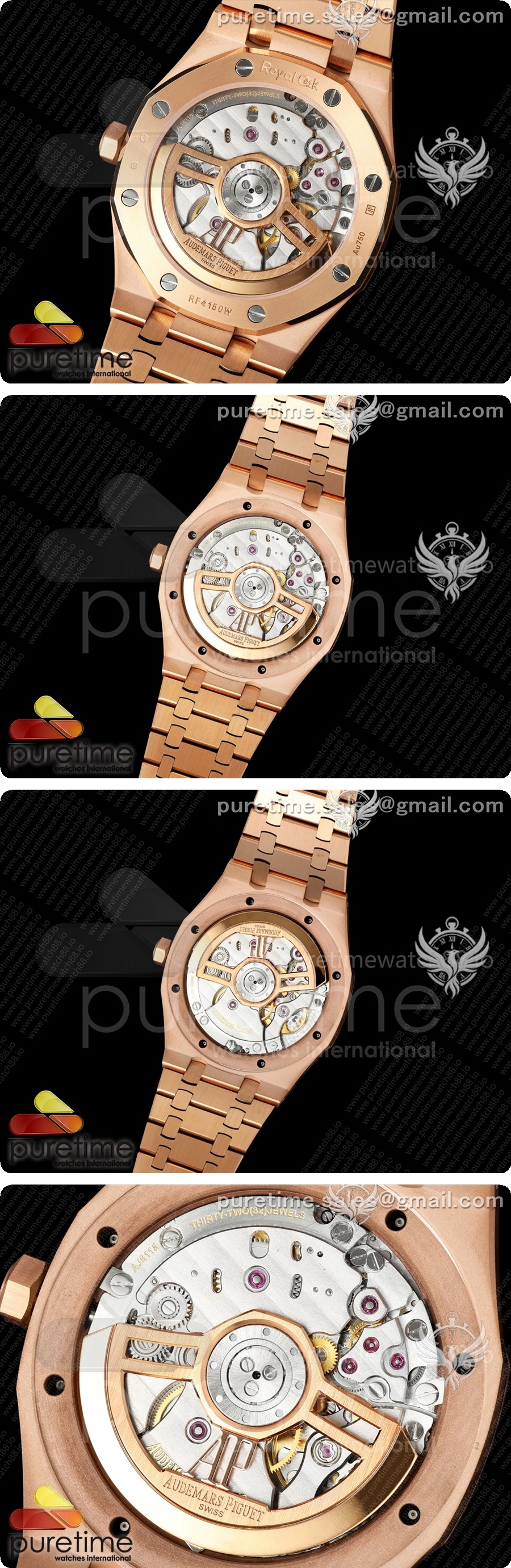 오데마피게 로얄 오크 41mm 15500 로즈골드 DDF 1:1 블랙 다이얼, 로즈골드 브레이슬릿, DD4302 슈퍼 클론 상세이미지 5