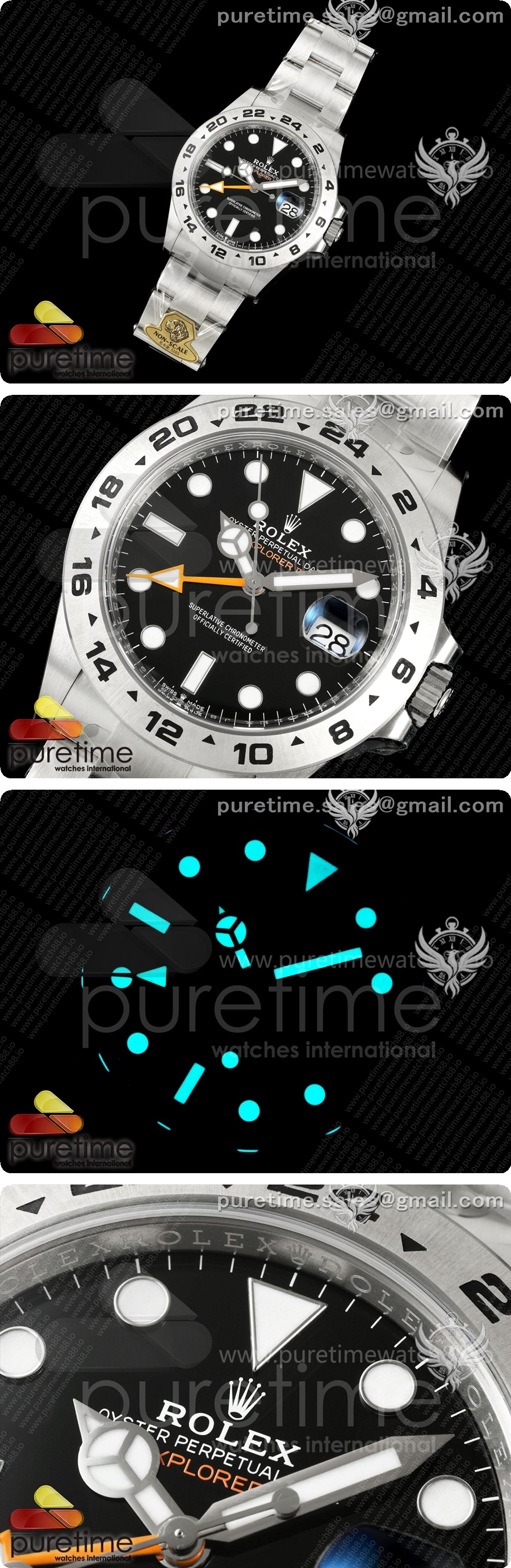 로렉스 익스플로러 레플리카 II 42mm 226570 904L 스테인리스 스틸 골드 메이커 1:1 블랙 다이얼 상세이미지 2