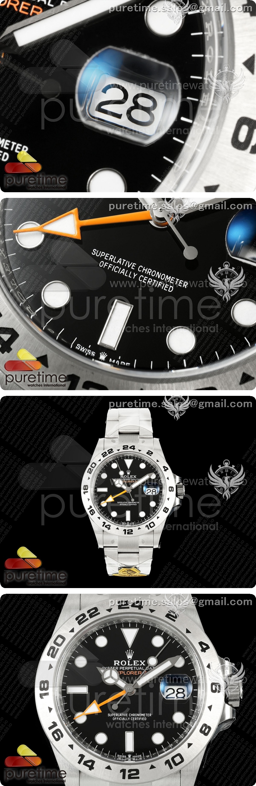 로렉스 익스플로러 레플리카 II 42mm 226570 904L 스테인리스 스틸 골드 메이커 1:1 블랙 다이얼 상세이미지 3