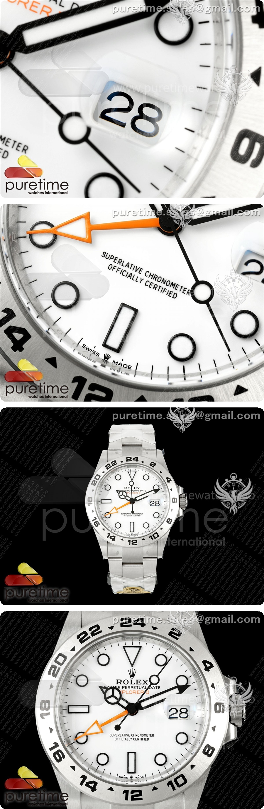 로렉스 익스플로러 레플리카 II 42mm 226570 904L 스테인리스 스틸 골드 메이커 1:1 베스트 에디션 화이트 다이얼 상세이미지 3