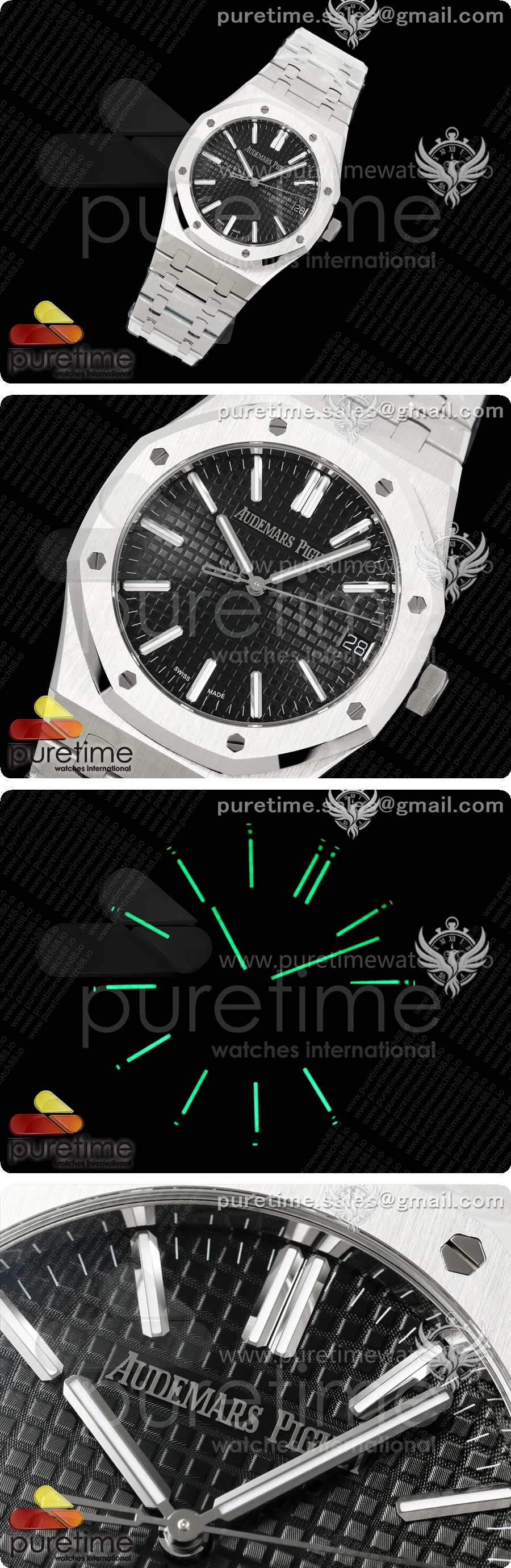 오데마피게 로얄 오크 레플리카 41mm 15500 SS VSF 1:1 베스트 에디션 블랙 텍스처 다이얼 SS 브레이슬릿 DD4302 상세이미지 2