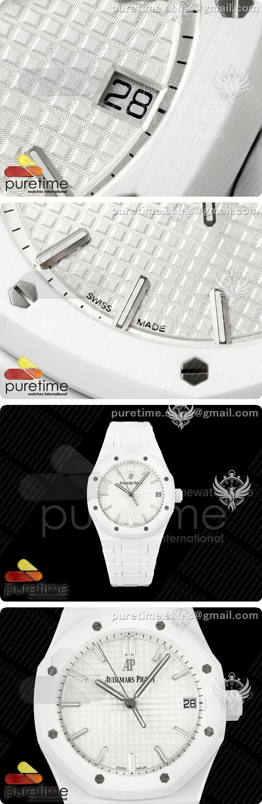 오데마피게 로얄 오크 41mm 15500 화이트 세라믹 ZF 화이트 다이얼 화이트 세라믹 브레이슬릿 SA4302 상세이미지 3