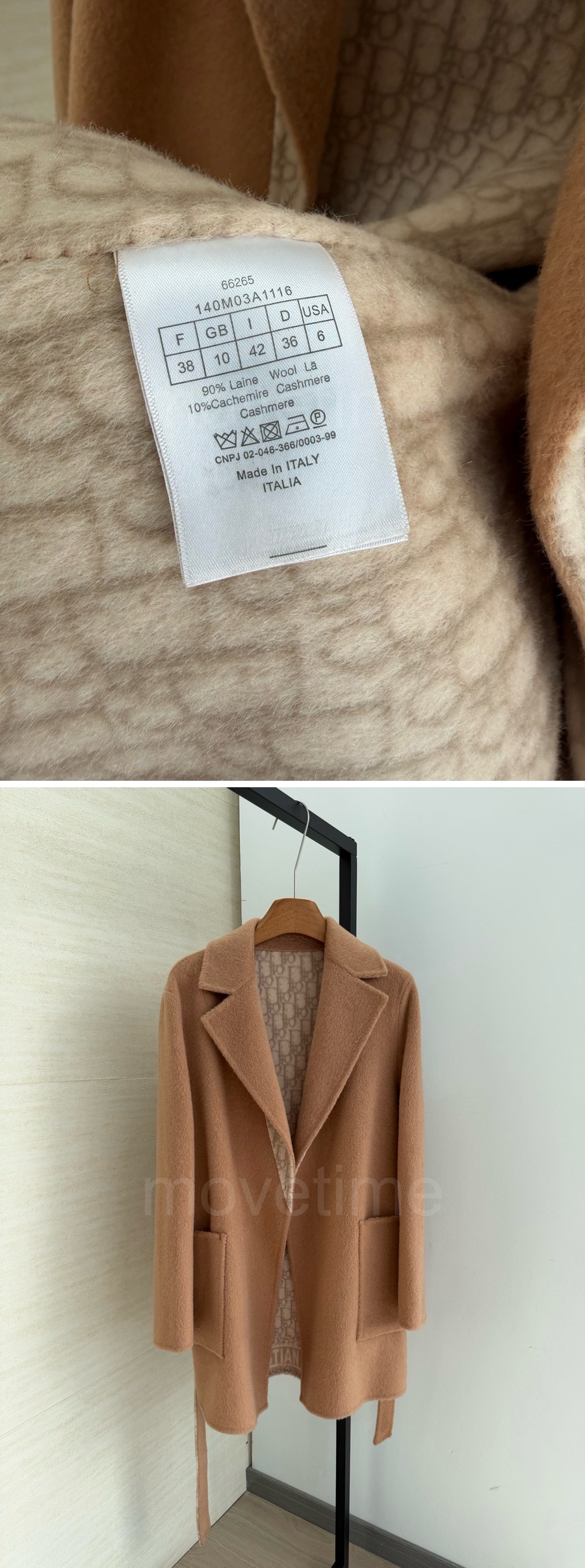 디올 여성 오블리크 캐시미어 미들롱 코트 자켓 26SS 상세이미지 5