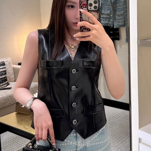 샤넬 여성 레더 가죽 조끼 베스트 26SS