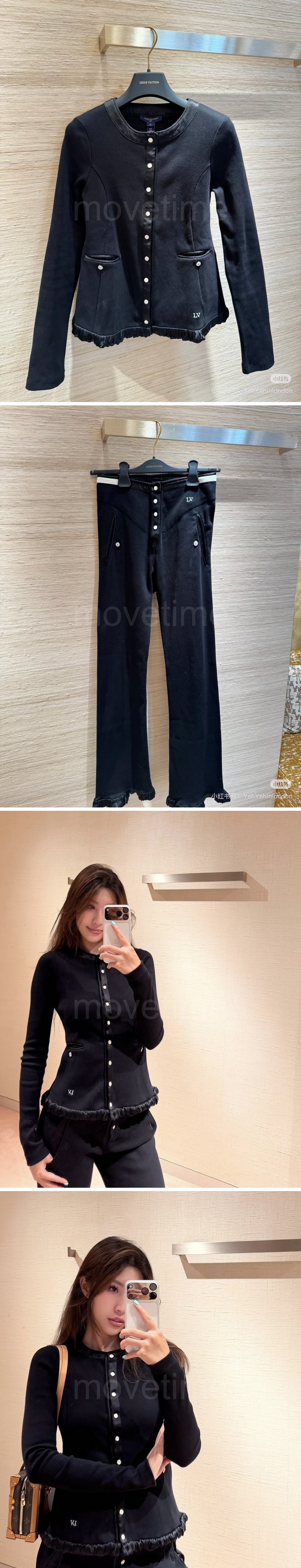 루이비통 여성 라운드넥 오픈 자켓 + 팬츠 바지 상하의 세트 26SS 상세이미지 3