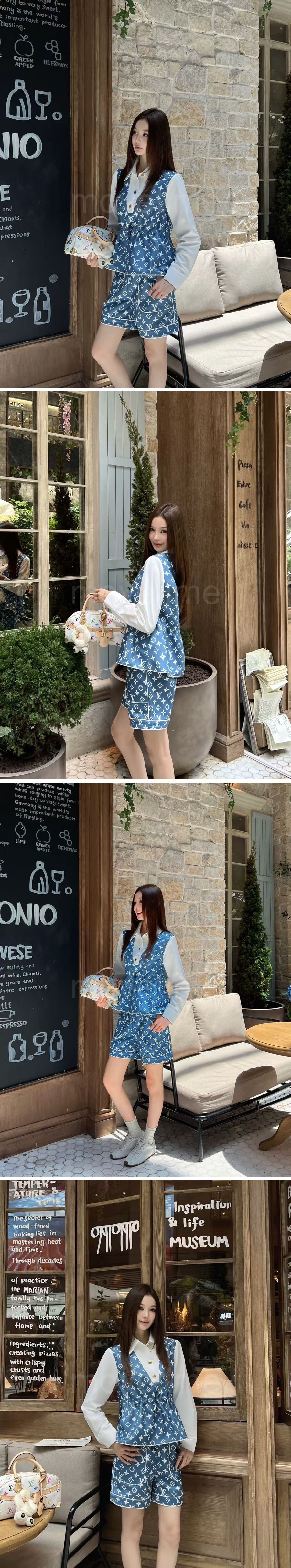 루이비통 여성 모노그램 블라우스 셔츠 + 쇼츠 반바지 상하의 세트 26SS 상세이미지 2