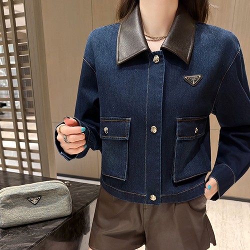 프라다 여성 삼각로고 데님 카라 자켓 26SS